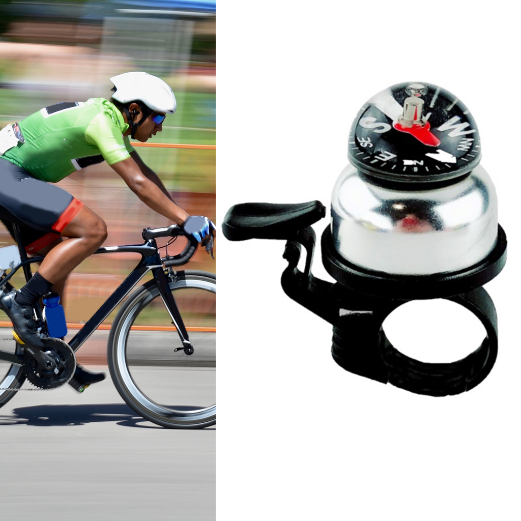 Bike Ring Bell with Compass, Kids` Bicycle Tricycle Aluminum Alloy Hooter Bicycle Ring Bell with Loud Clear Sound