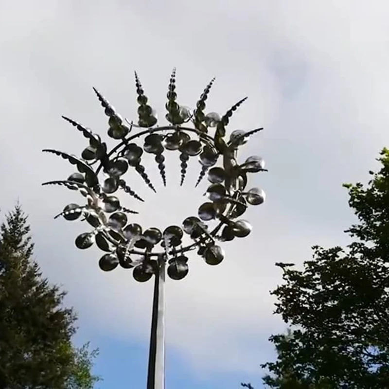 Wind Catchers Metal Outdoor Patio Decoration Lawn Solar Wind Spinners for Yard and Garden Silver , 75cm Unique and Magical Metal Windmill Metal Wind Spinner Solar 3D Wind Powered Kinetic Sculpture 