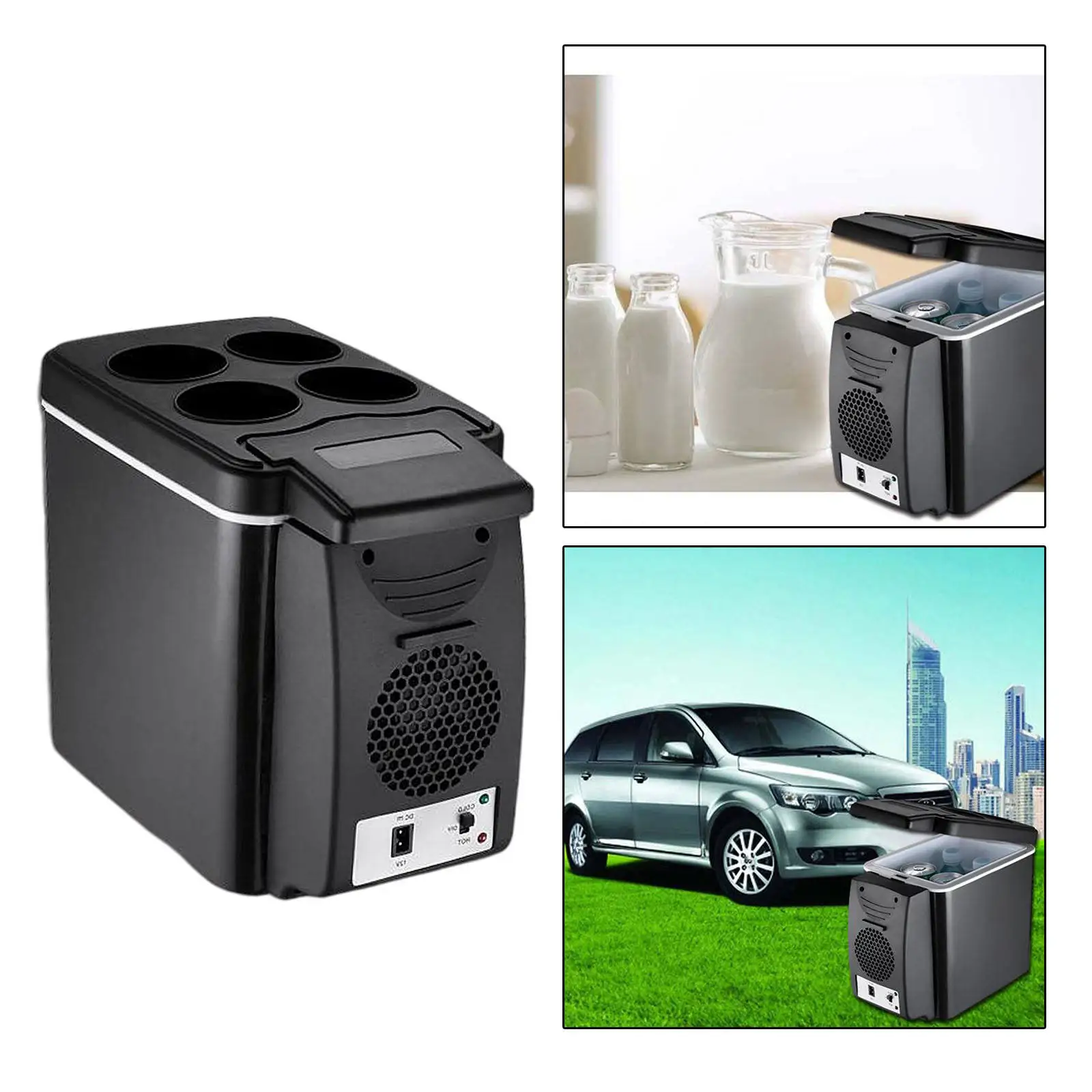 6L / 8 Can Portable Mini Car Fridge Refrigerator, Electric Cooler & Warmer AC 220V DC 12V, Convenient
