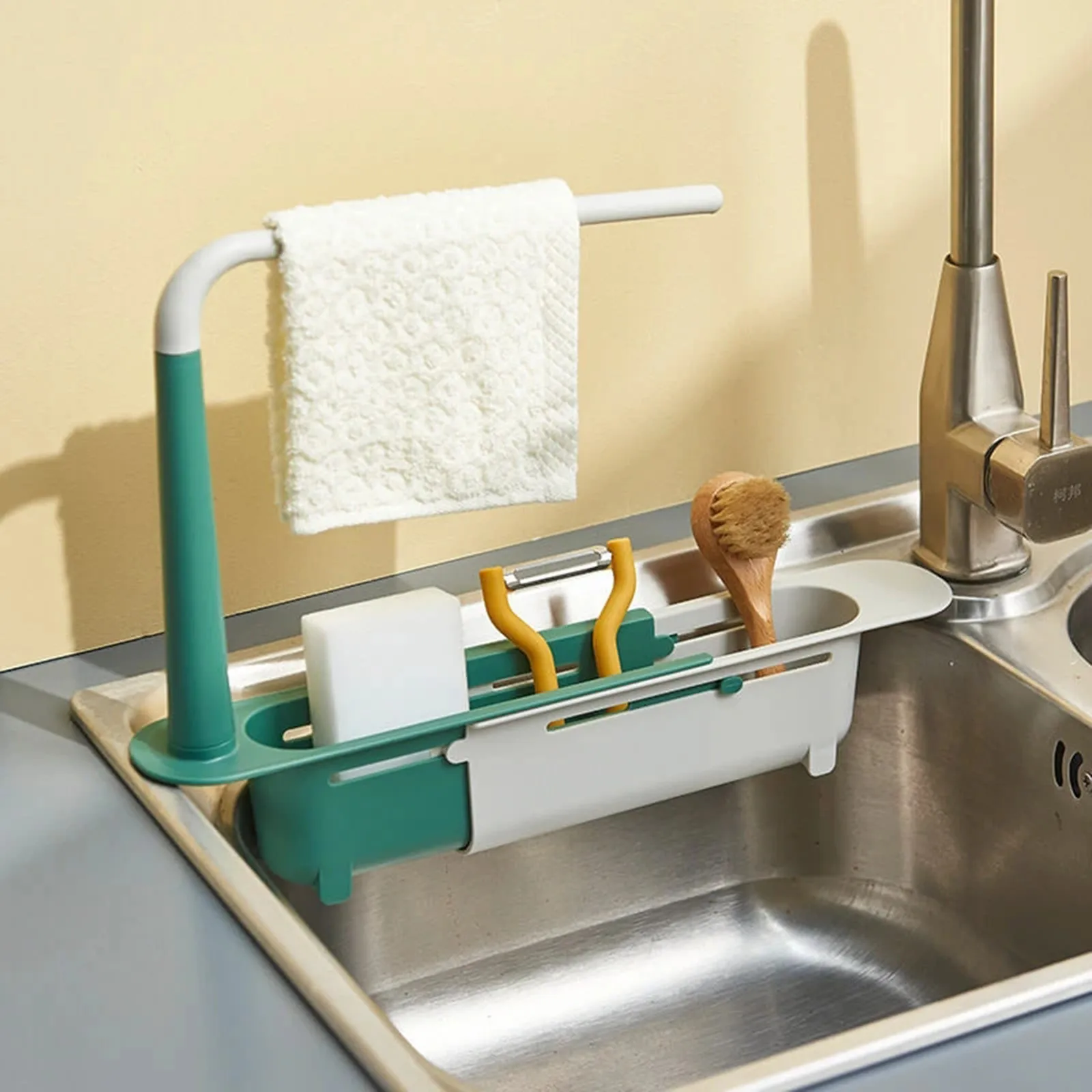 Details about   Telescopic Sink Rack Holder Expandable Storage Drain Sponge Basket Home Kitchen 