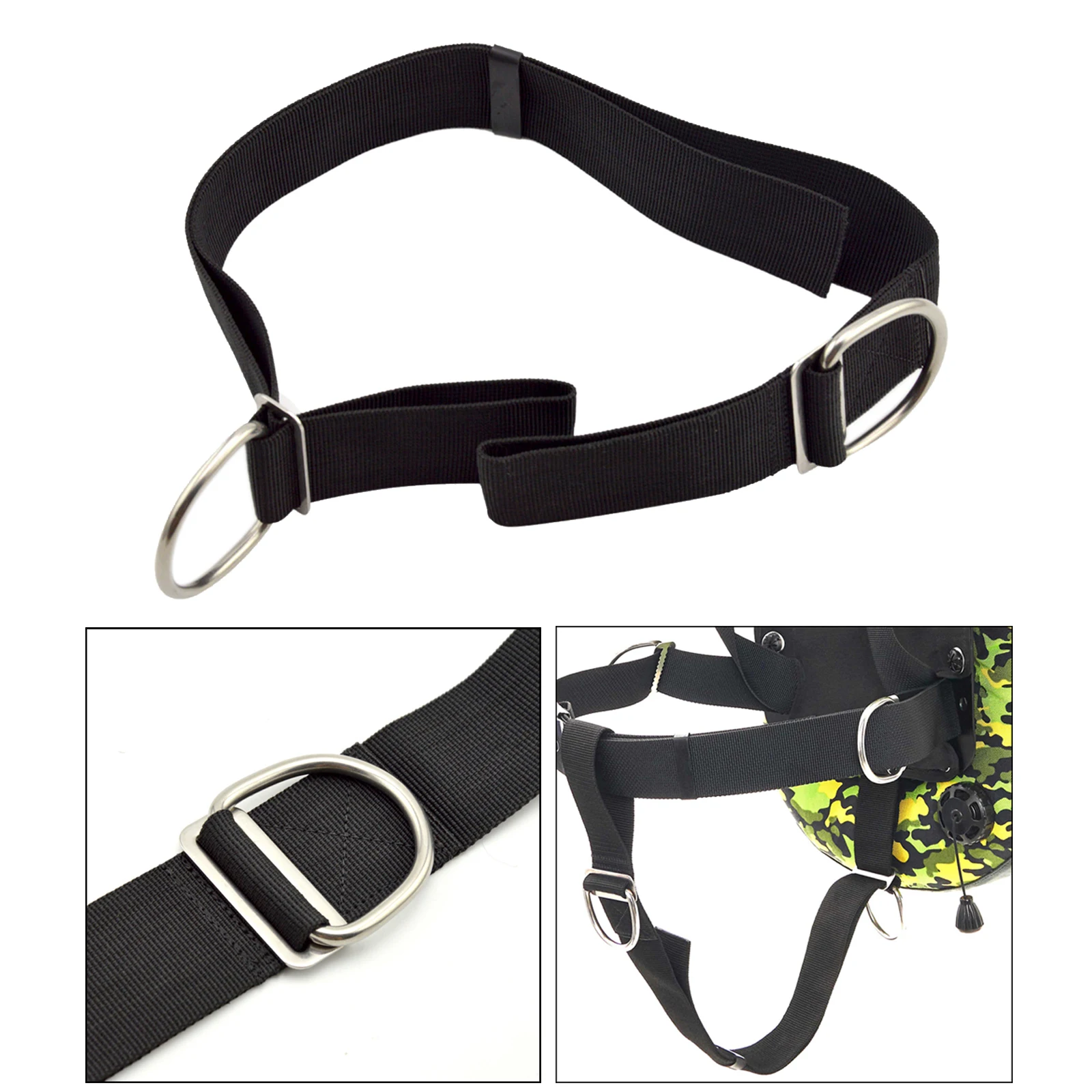 Tech Dive Crotch Strap with 2 D-rings 2inch Divers Gear Crotch Straps Black