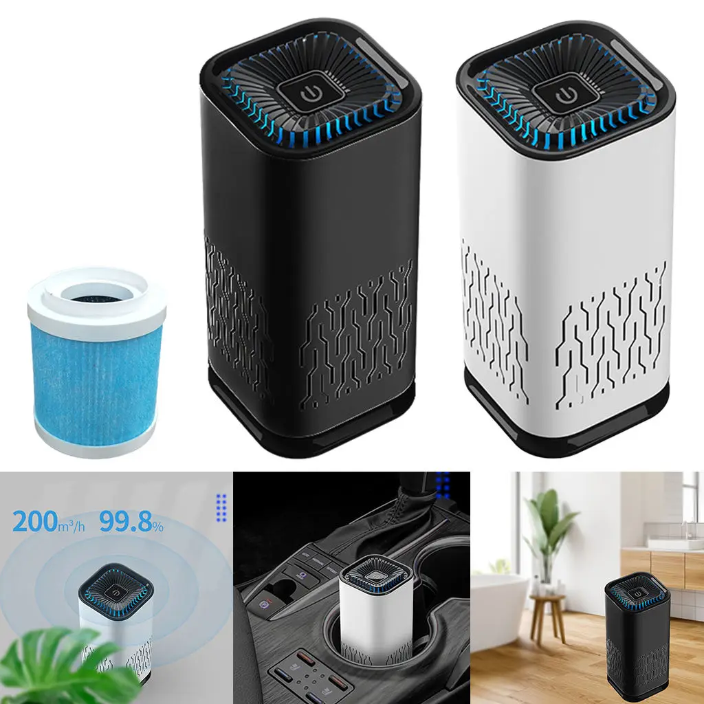 Air Purifier For Home True HEPA Filters Compact Desktop Purifiers Filtration with Night Light Air Cleaner