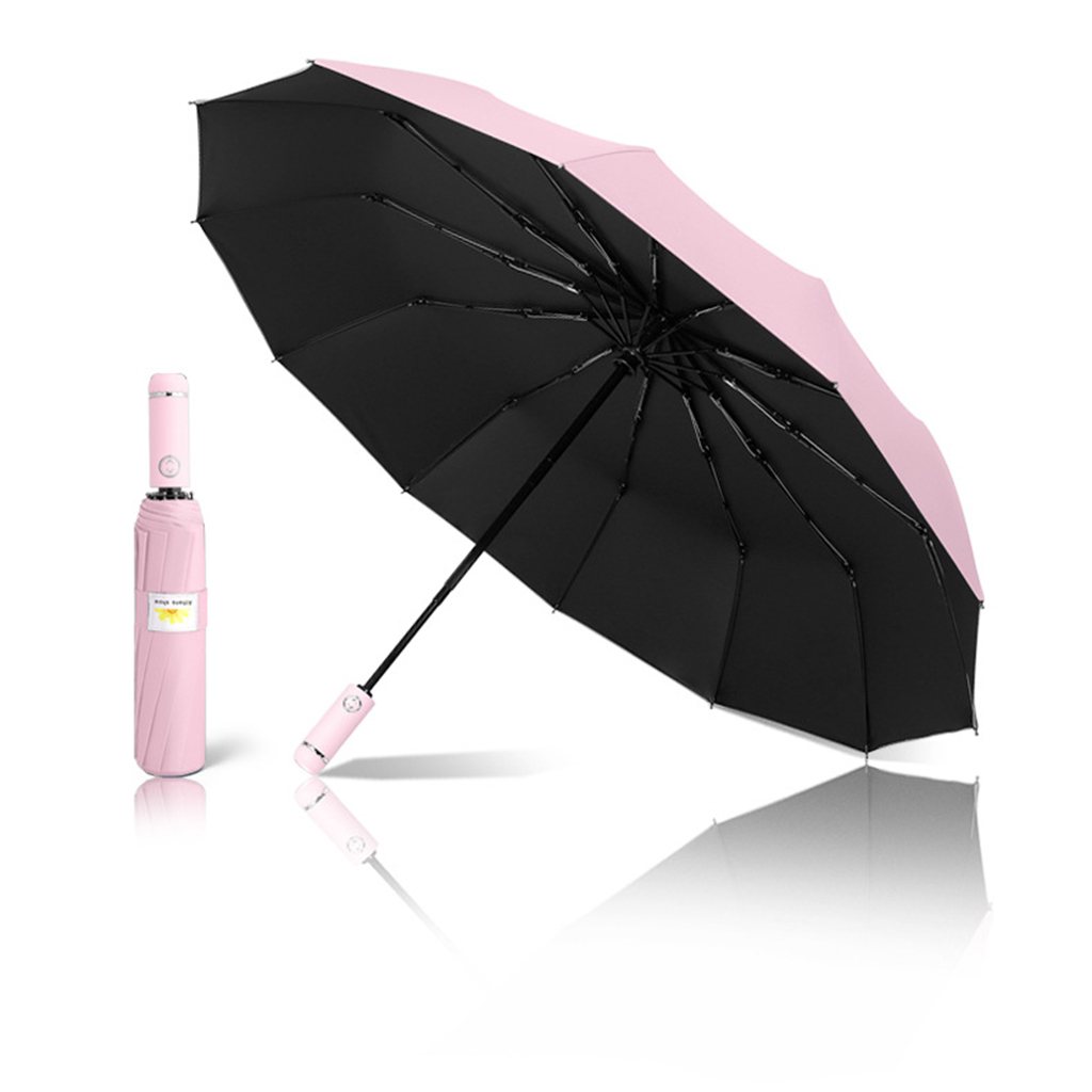 Portable Folding Umbrella for Rain Folable LED Flashlight Safety UV Protector Strong Umbrella For Men Women Camping Riding