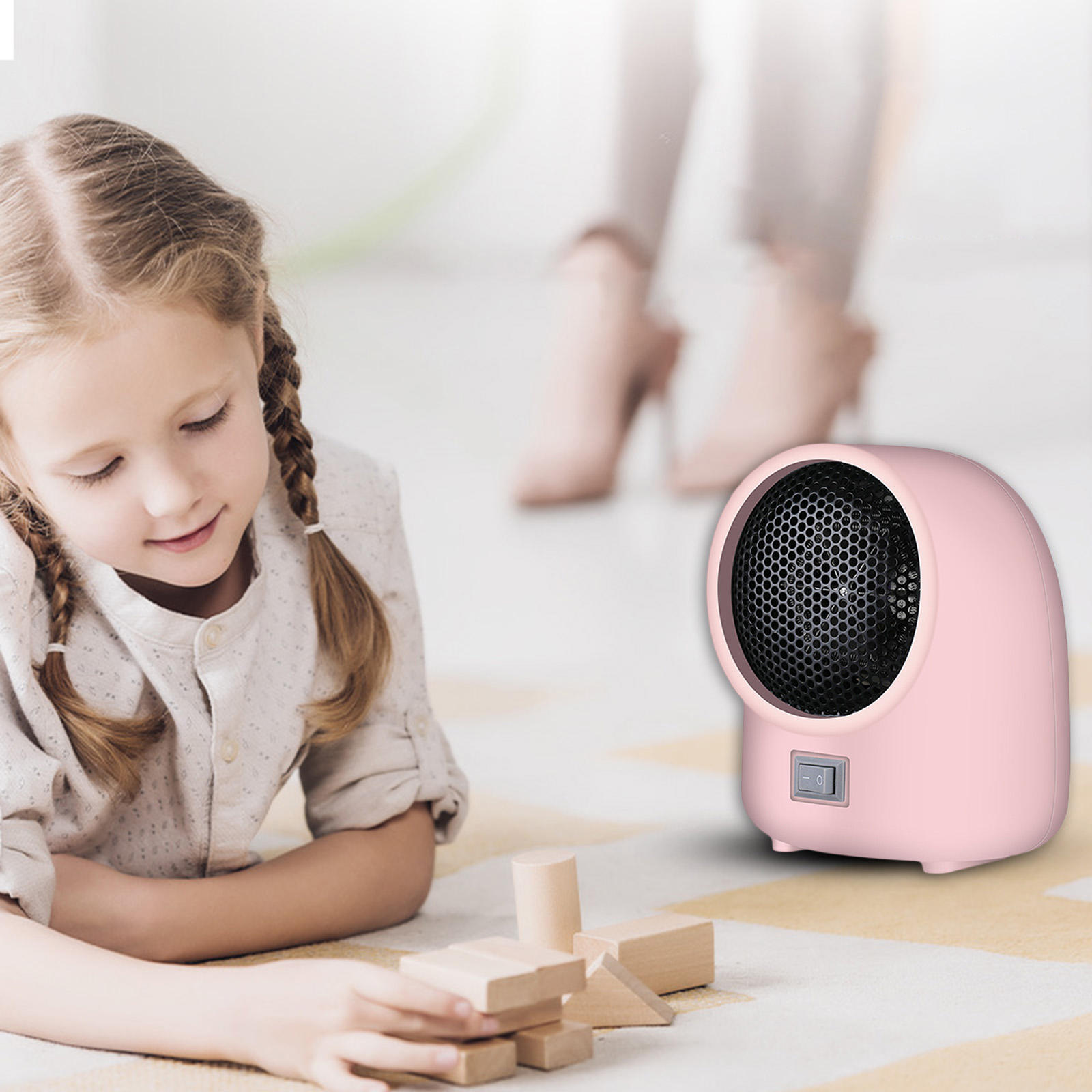 Portable Mini Space Heater 400W Electric Personal Fast Heating with 2 Modes Freestanding Plastic Fan for Desktop Table Winter