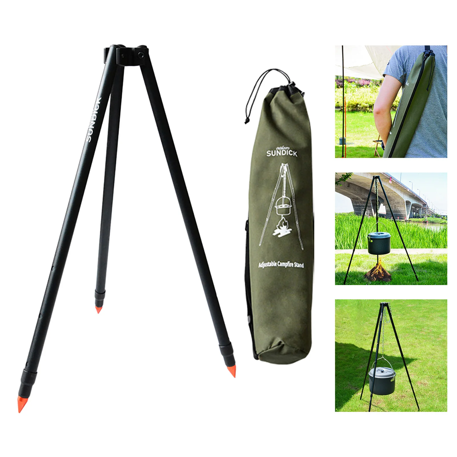 Grill Camping Tripod Portable Outdoor Cooking Tripod with  Chain for Campfire Picnic ing Pot Stand Fishing Cookware