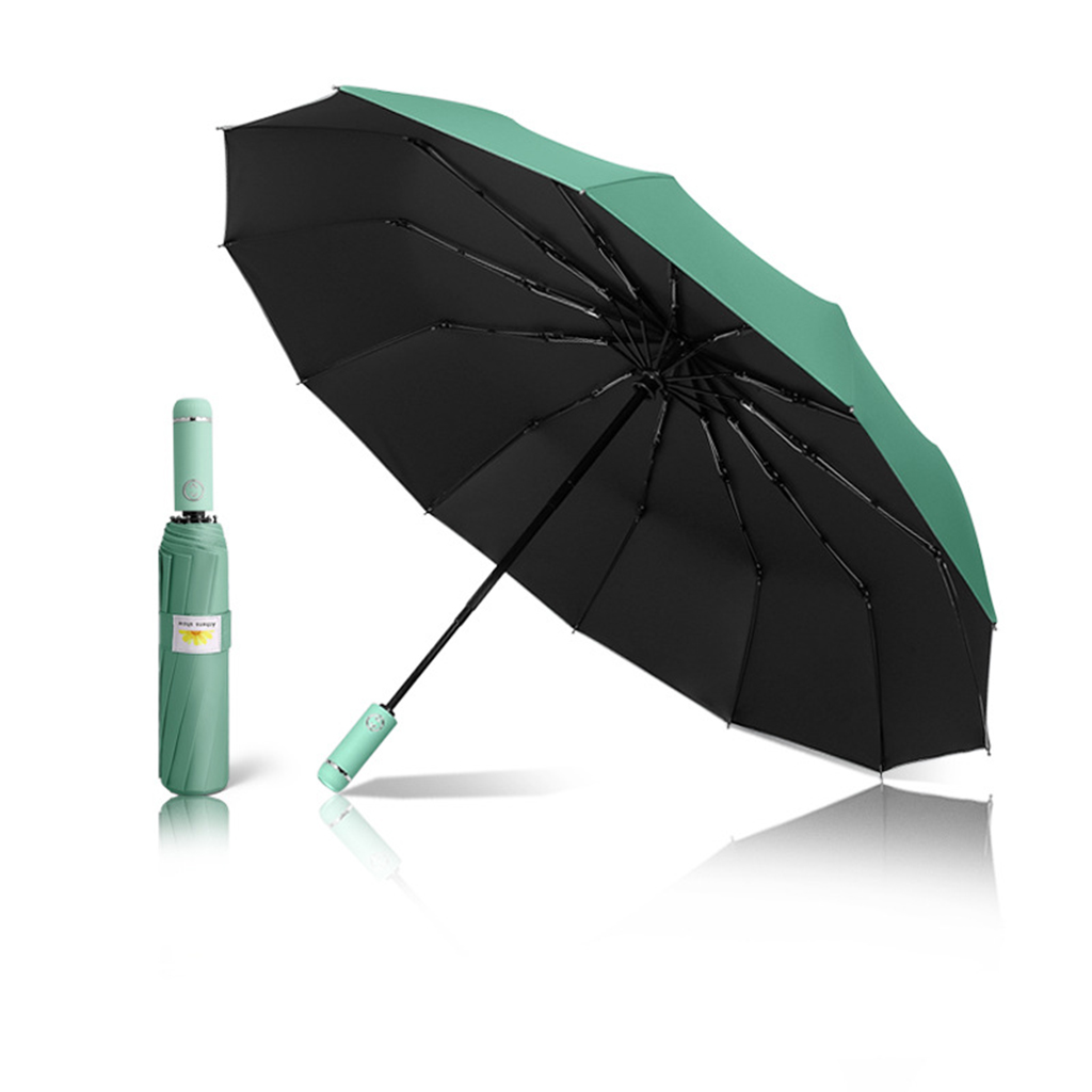 Portable Folding Umbrella for Rain Folable LED Flashlight Safety UV Protector Strong Umbrella For Men Women Camping Riding