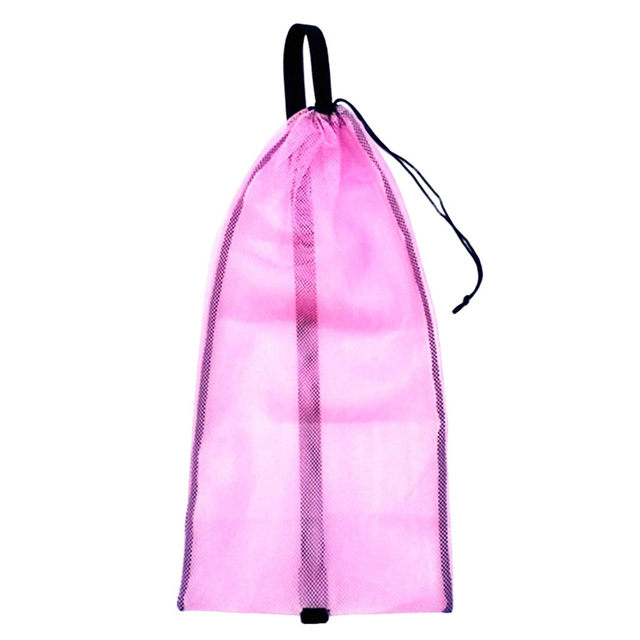Sac Filet Pour Équipement Plongée - 64x33cm - Bandoulière Réglable - Pour Tuba, Palmes, Lunettes - Rose