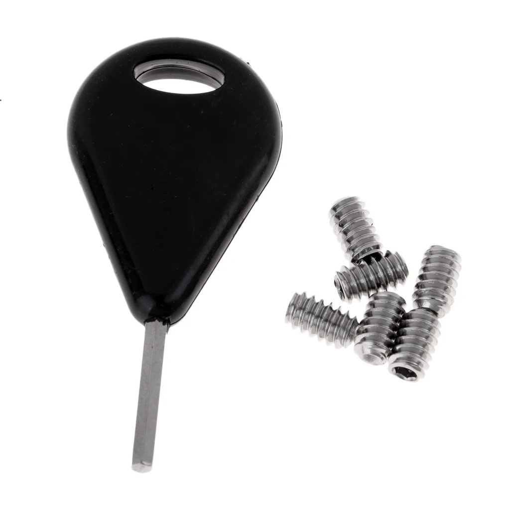 Surfboard Fins FCS Compatible Set of 6 Fin Plugs Screws and Key Leash plug 
