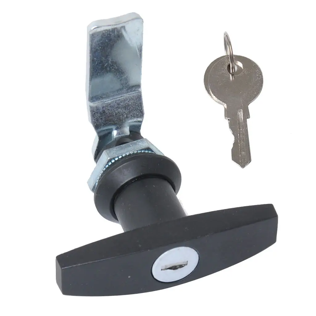 Black Secure Garage Door Opener T Handle Lock with Keys for Boat / RV