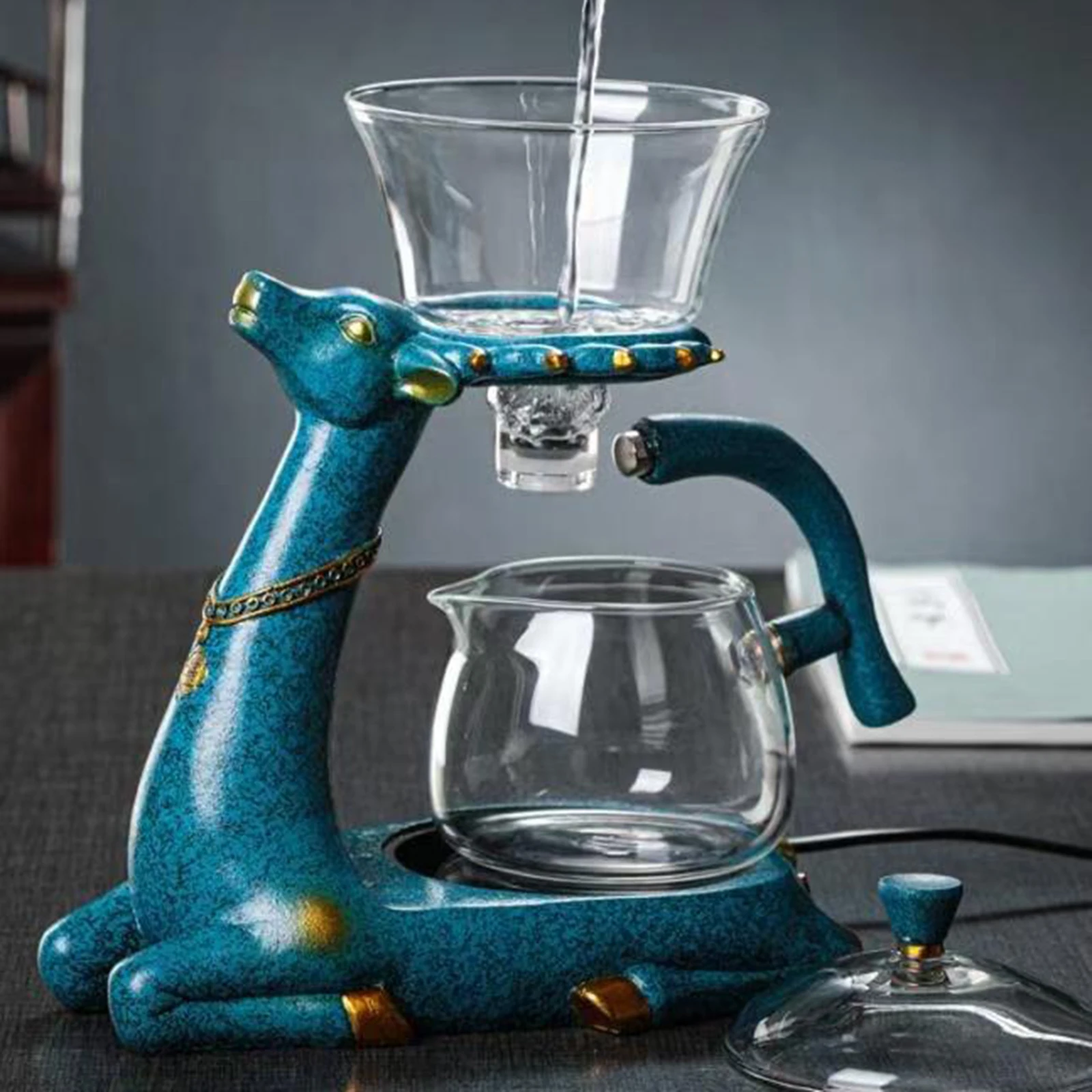 Glass Teapot Infuser Magnetic Tea Making Drip Pot Maker Reindeer Ornament