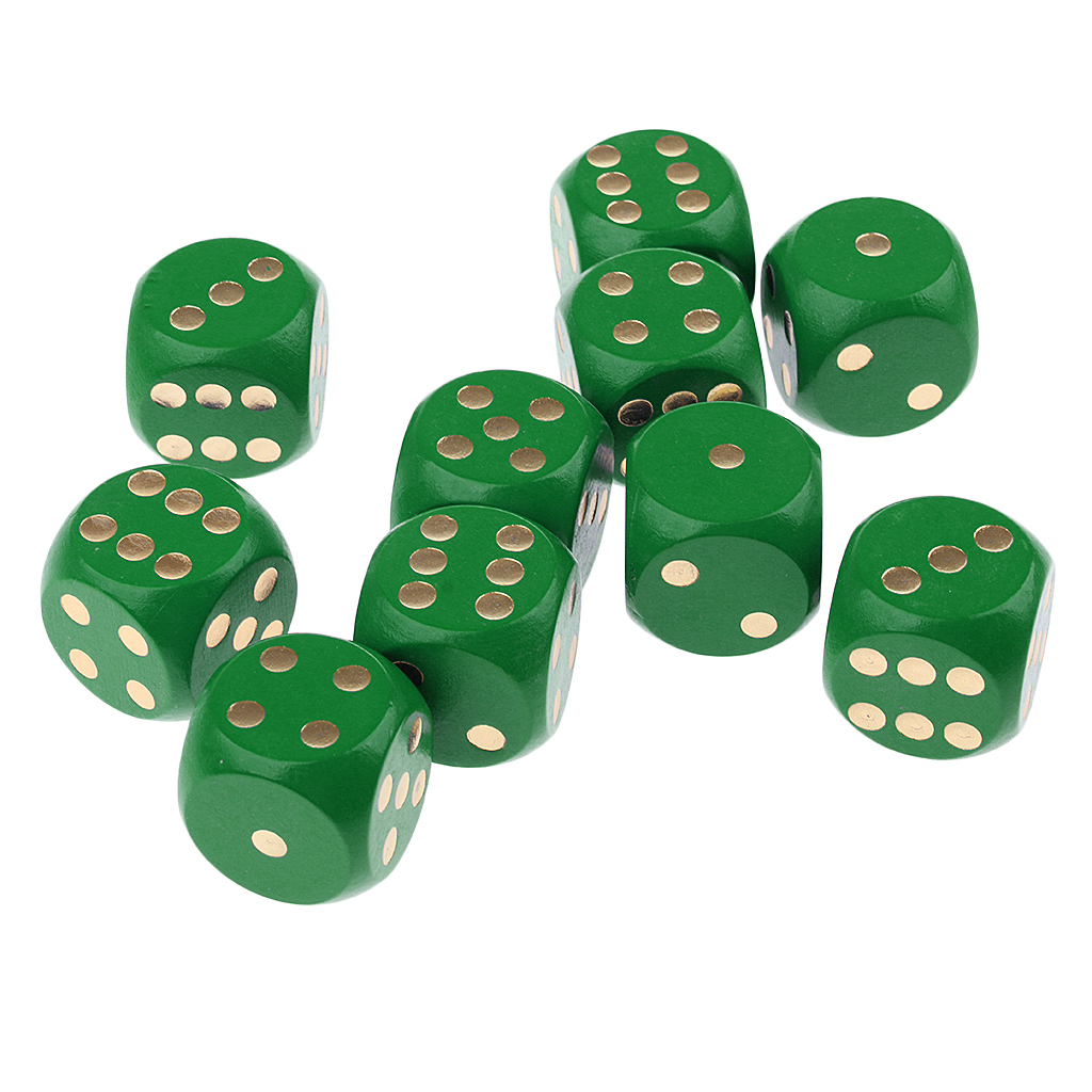 10 Pieces D6 Dice Set Wooden Dice with Rounded Corner Six Sided Dice 30mm Cube Accessories