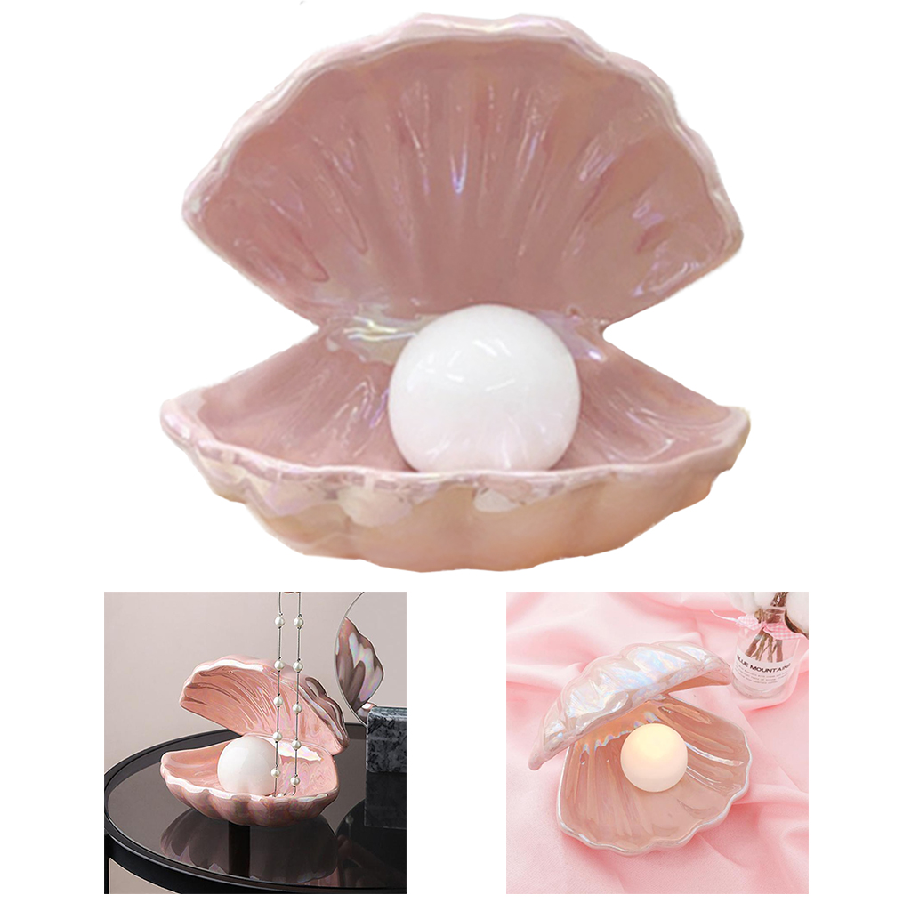 Ceramic Night Light Desktop Decoration Shell LED Light Jewelry Storage Organizer Bedside Lamp Decorations for Kids Girls Room