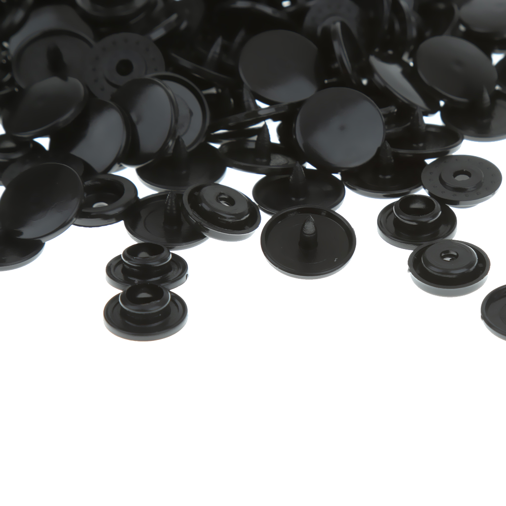100 Pieces / Sets T5 Resin Snap Buttons Dummy Clips Press Studs For Sewing 12.4MM Black