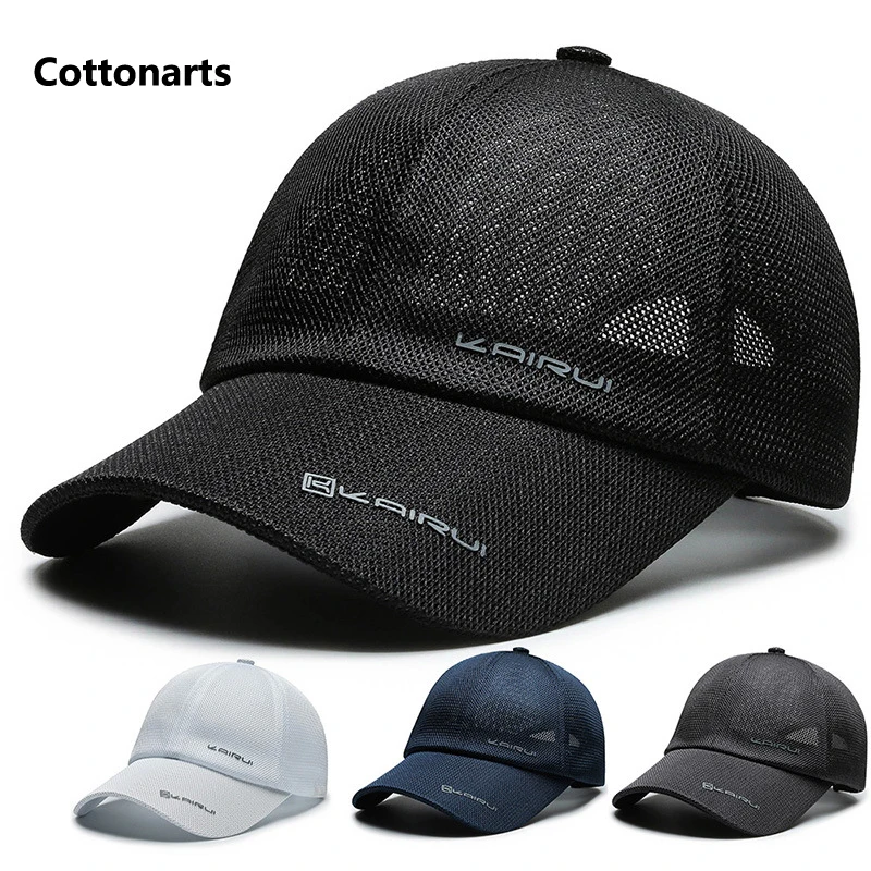 baseball dad hats Men's Summer Mesh Baseball Cap Middle-aged and Elderly Outdoor Sports Sunscreen Hat Letter Breathable Travel Sun Hat Hiking Hat men's leather baseball caps