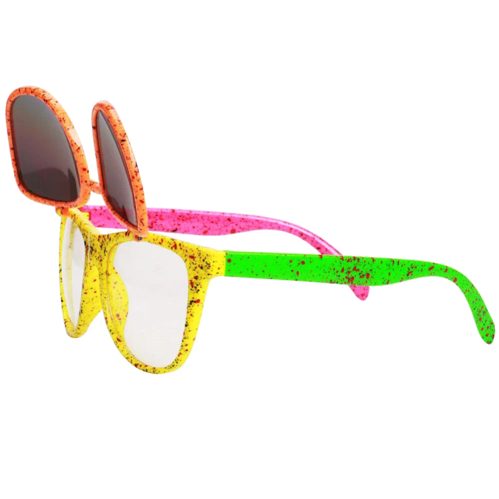 80s Neon Party Glasses Novelty Flip up Sunglasses Costume Props for Kids Adults