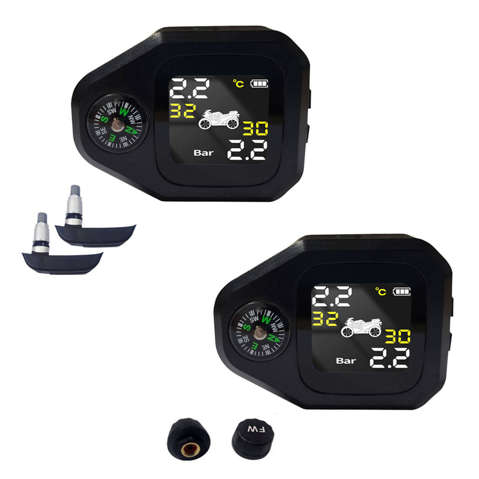 Real Time TPMS Motor Smart Tire Pressure Monitoring System Simple Installation and Setup for Motorcycle Riding Bicycle