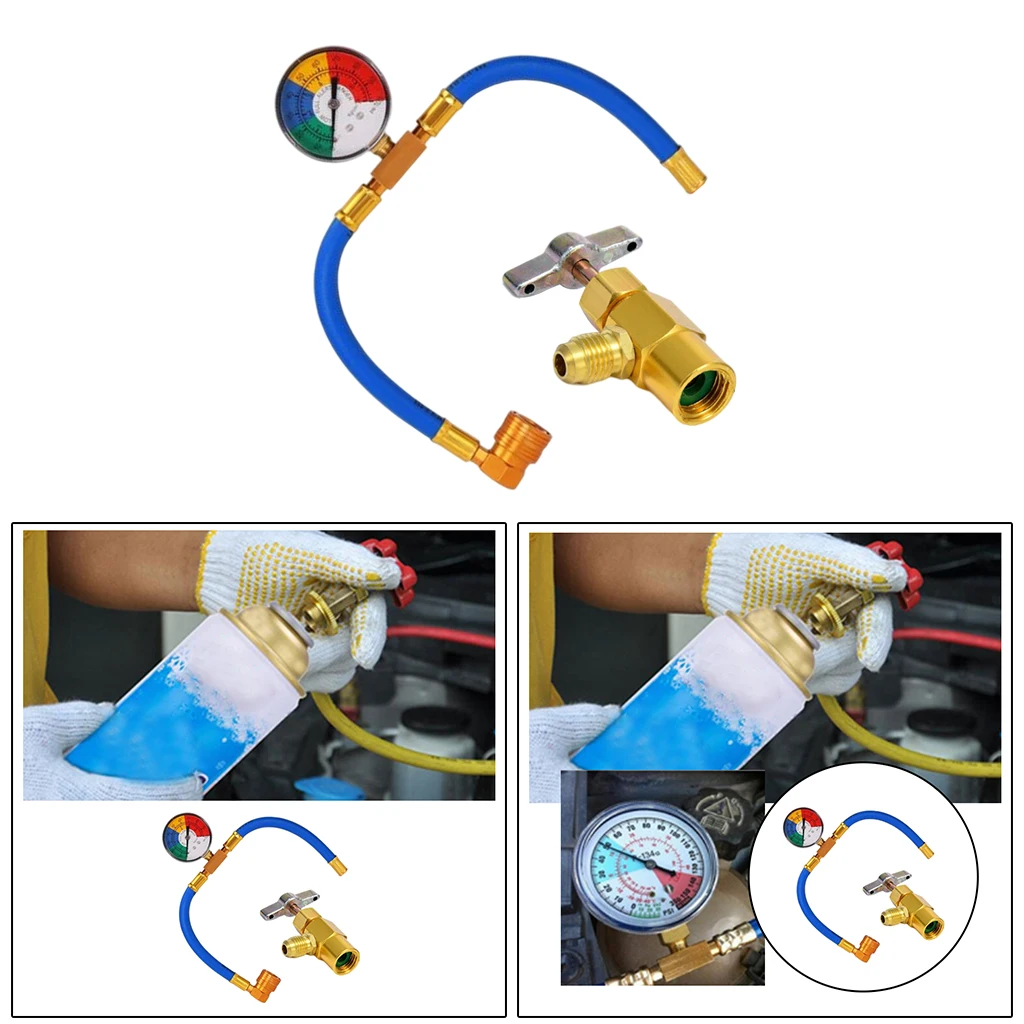 R134A Refill Hose Kit Auto Air Conditioner Refill hose with pressure gauge