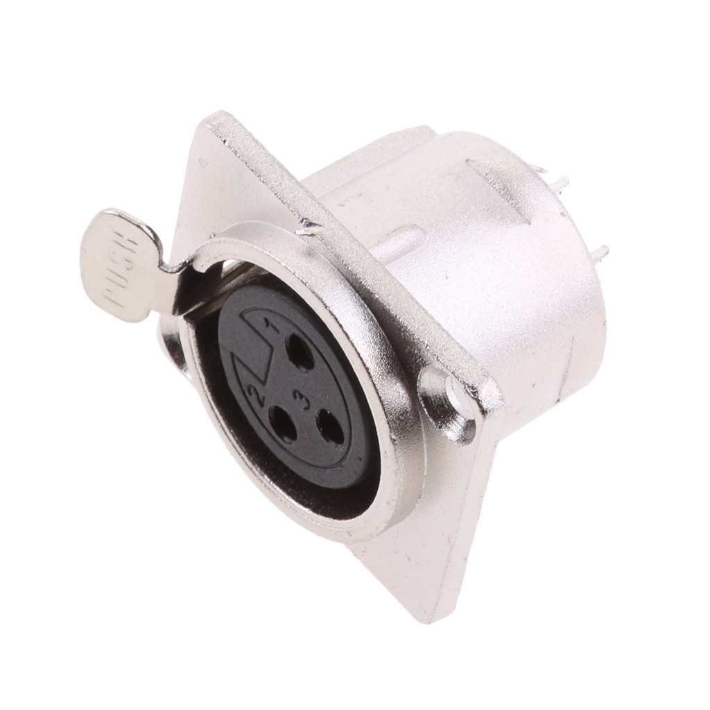 5Pcs XLR 3Pin Female Square Wall Chassis Panel Mounted Plug Socket Microphone Audio XLR Plug Nickle Plated Connector