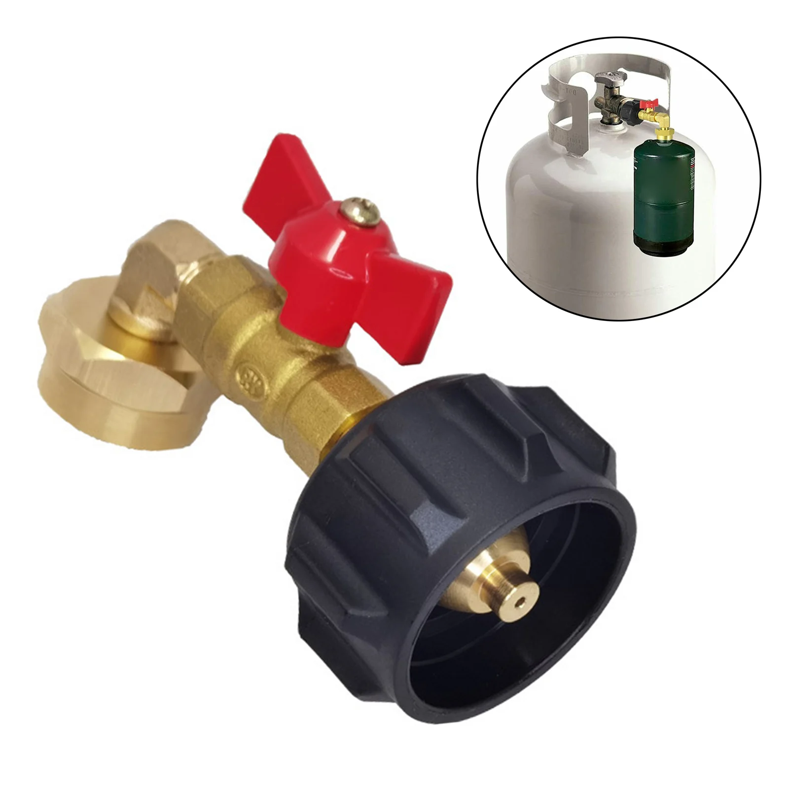 QCC1 Propane Refill Adapter Coupler with Shutoff Valve Fit for Camping Grill