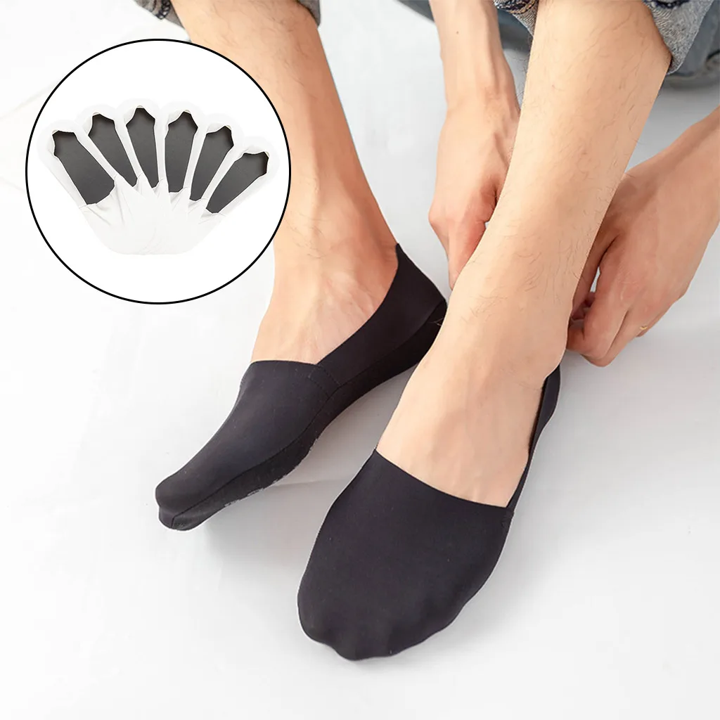 3 Pairs Men Invisible Boat Socks Summer Casual Socks Breathable Silicone Non-slip Comfortable Cotton Bottom Grip Liner Socks