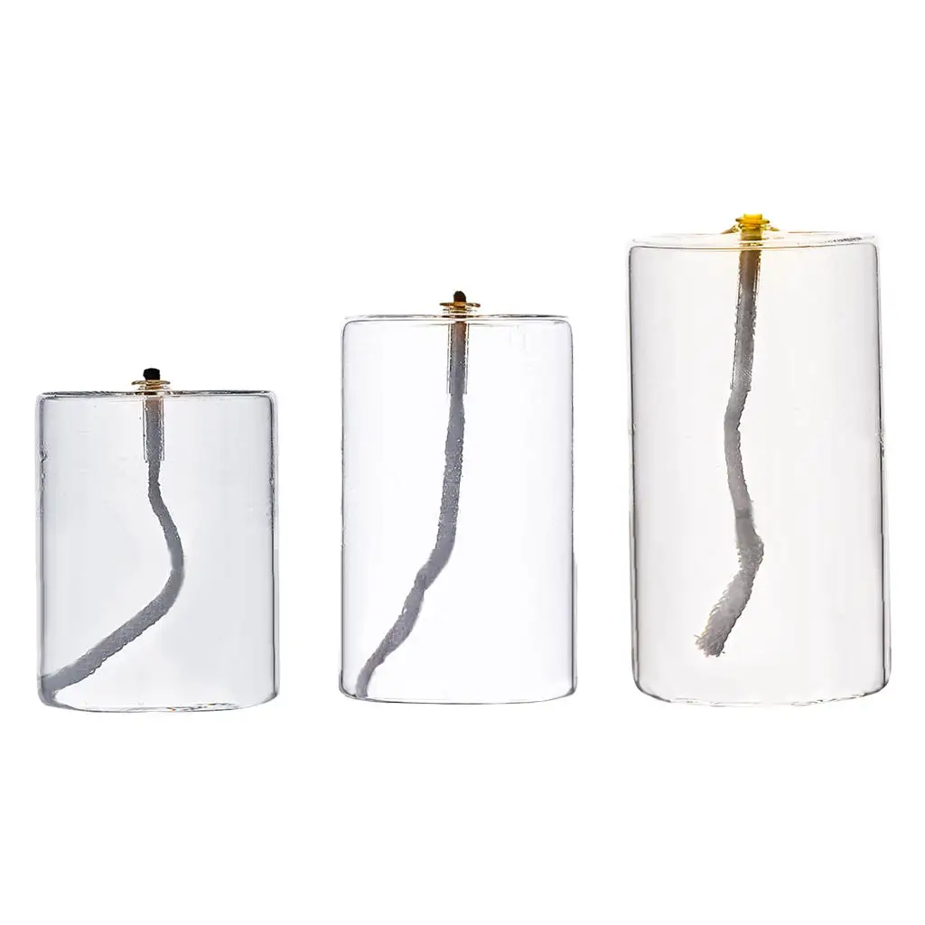 Refillable Glass Oil Candle in A Candle Holder Oil Light Liquid Candle for Dining Party Christmas Holiday Home Decor