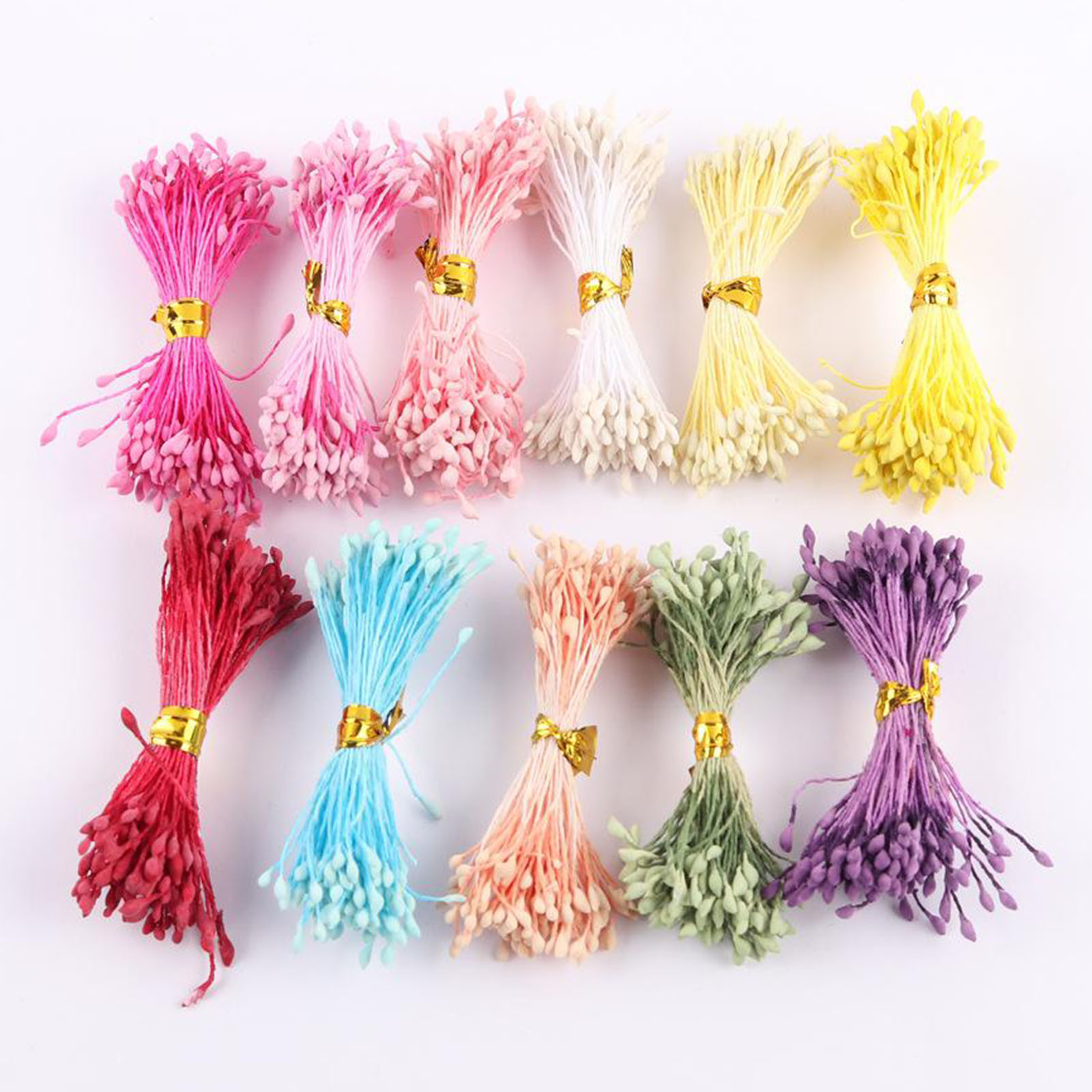 1100pcs 1mm 60mm Artificial Pearl Flower Stamens Pearl Double Heads for Foamiran Art Flower Multicolor Wedding Craft Decoration
