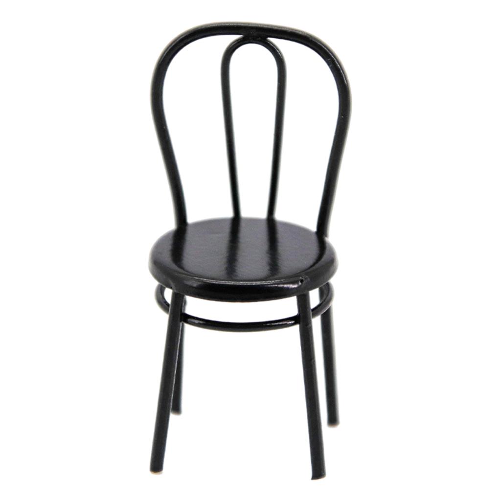 2x1:24 Dollhouse Miniature Metal Dining Chair Model Kitchen Furniture Black