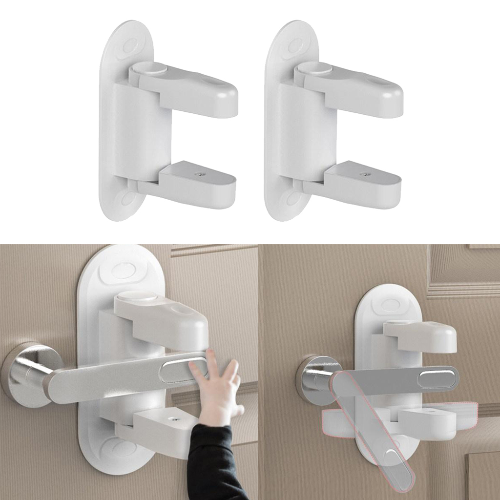 2pcs/pack Kids Door Lever Locks Easy Childproof Safety Locks Guard One Hand