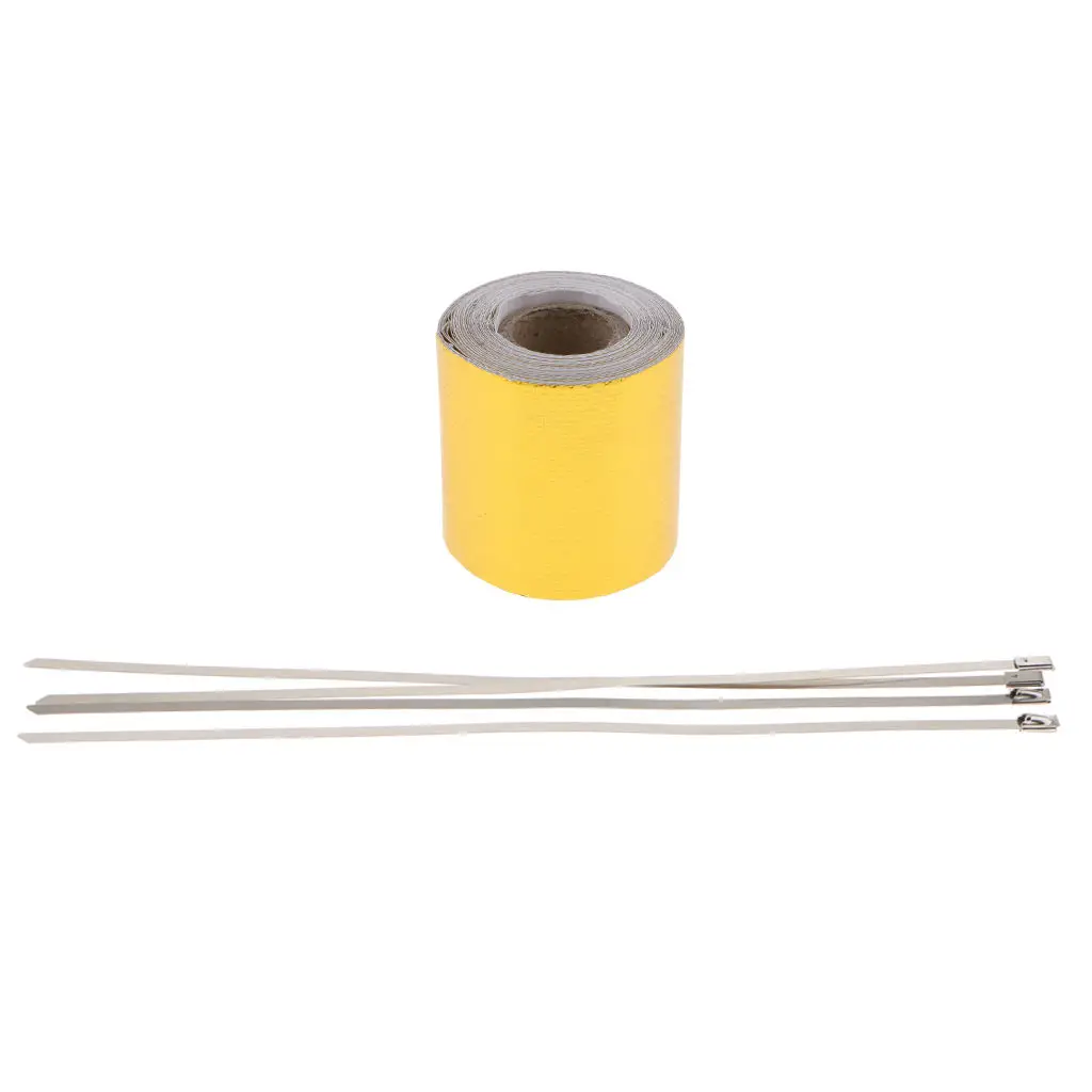 5m High-Temperature Heat Reflective Tape Adhesive Backed Engine Protection Wrap - Golden
