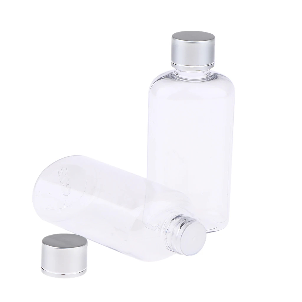 2Pcs 100ml Empty Clear Plastic Bottles Tubes Screw Caps Containers for Shampoo Lotions Toners