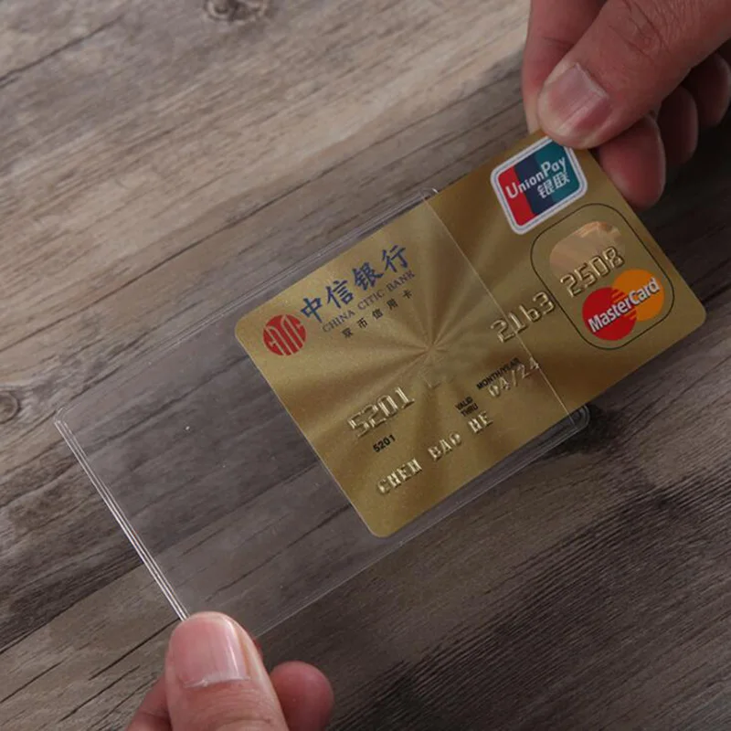 Tanie 10 sztuk/partia 60*93mm przezroczyste karty Protector rękawy posiadacz karty ID portfele kiesy sklep