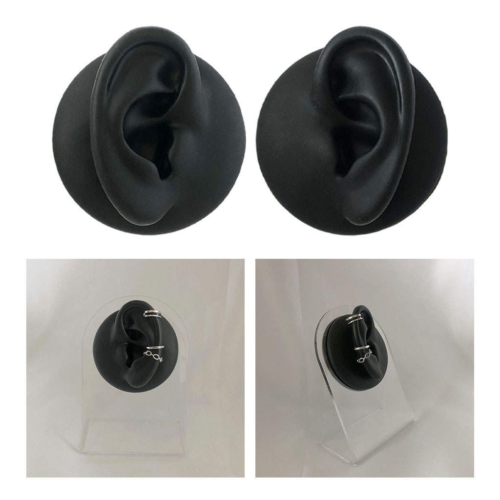 Simulation Ear Model Silicone Body Model Soft Black Relaxing Props for Jewelry Display Ear Studs Ear Massage Teaching Tool Asmr
