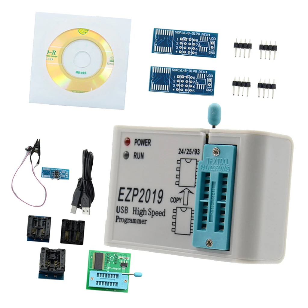 EZP2019 High Speed USB SPI Programmer Support Flash 24 25 93 EEPROM + 8 Adapters