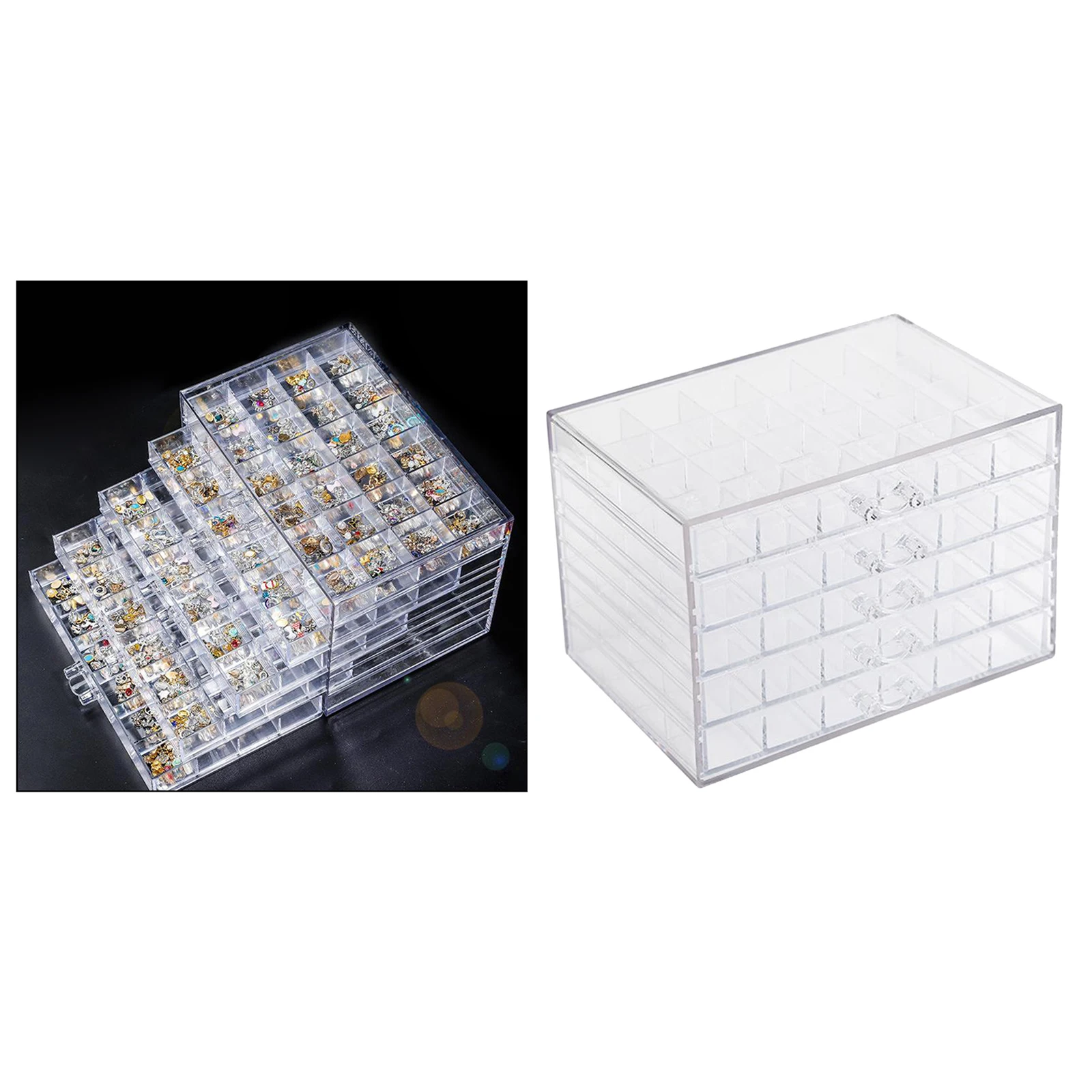 Clear 120 Grids Nail Art Accessories Tools Bead Storage Container Organizer