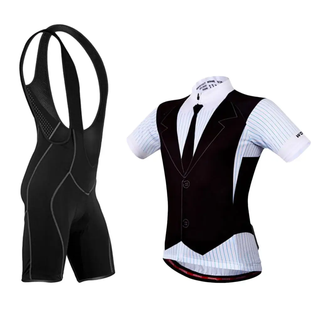 Casual Men`s Cycling Clothing Set Sportswear Suit Outdoor Jersey +Bib Shorts