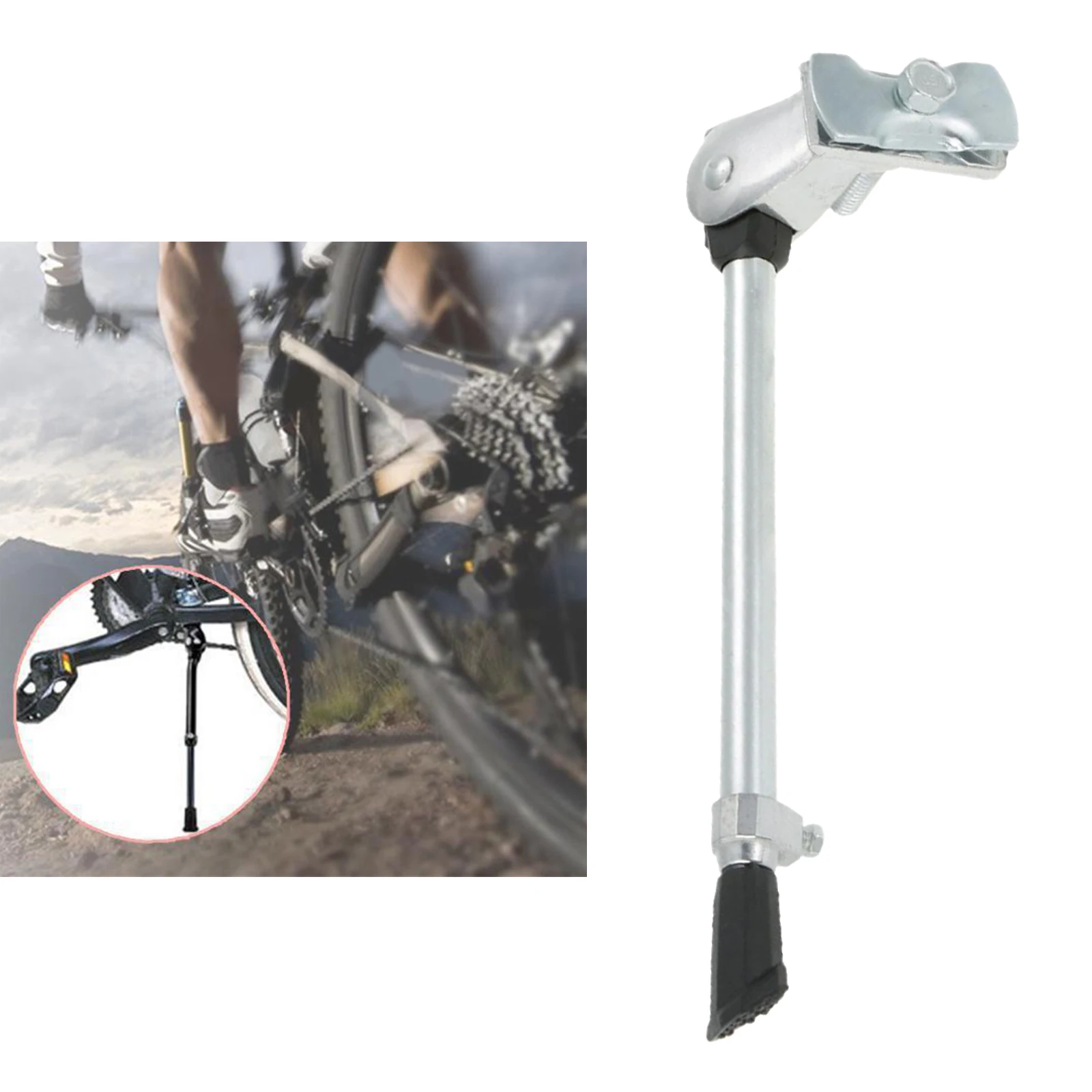 MTB Bike Kickstand Alloy Stable Rear Side Support Stand Prop Easy Install Single Leg for 24-27 inch Bicycle Parking
