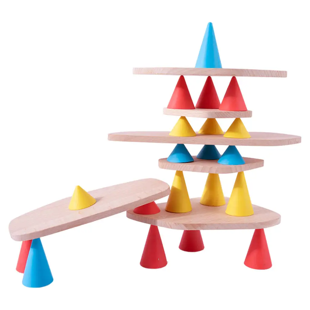 44x Wooden Balance Blocks Learning Balancing Stacking Game Development Stacking Game Montessori Stacker Game for Kids Boy Girl
