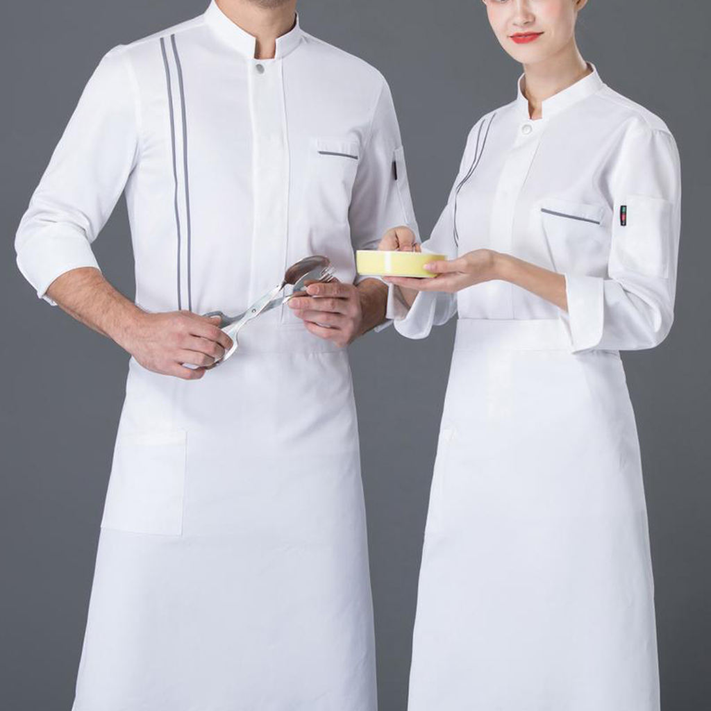 Unisex Chef Jacket Long Sleeve Coat Uniforms Hotels Restaurant Work Apparel