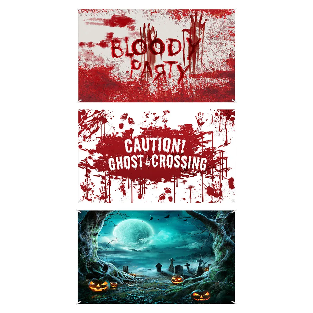 Halloween Decoration Horror Blood Handprint Pattern Backdrop Cloth Poster Background Decor Scene Layout For Party Decorations