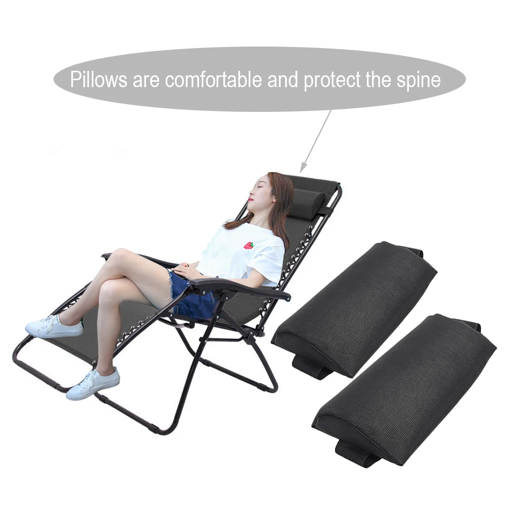 Breathable Sling Chair Replacement Cloth w/ Cord Laces & Head Rest Pillow Cushion Outdoor Beach Patio Garden Leisure Sun Lounger