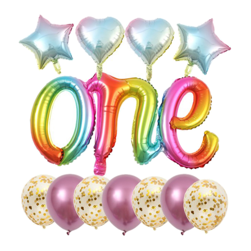 Cute One Anniversary Balloons Babies 1st Birthday Party Decor Ornaments Kit