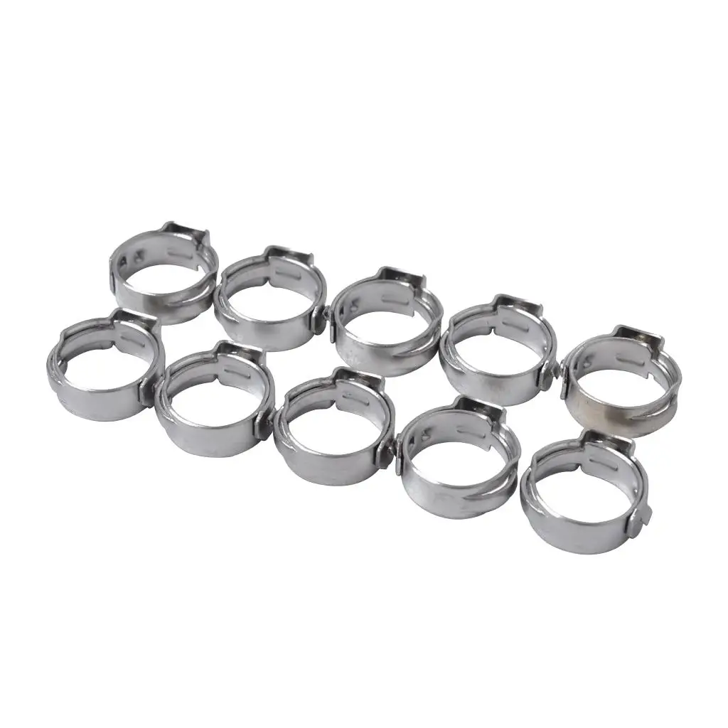 10 Pieces Single Ear Stainless Steel Hose Clamps Coolant Gas 5.8mm-7mm