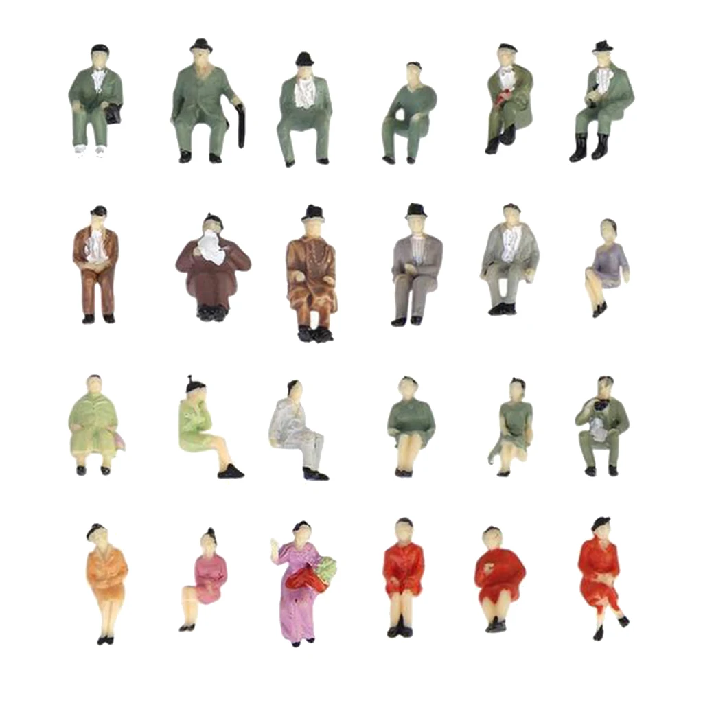 50 Pieces 1/87 HO Color Figures Model Sitting Model for Railway Layout Decoration