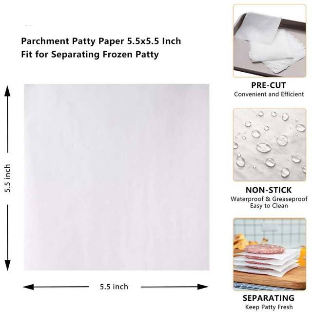  Square Patty Paper 4x4 Inch, Set of 300, Non Stick