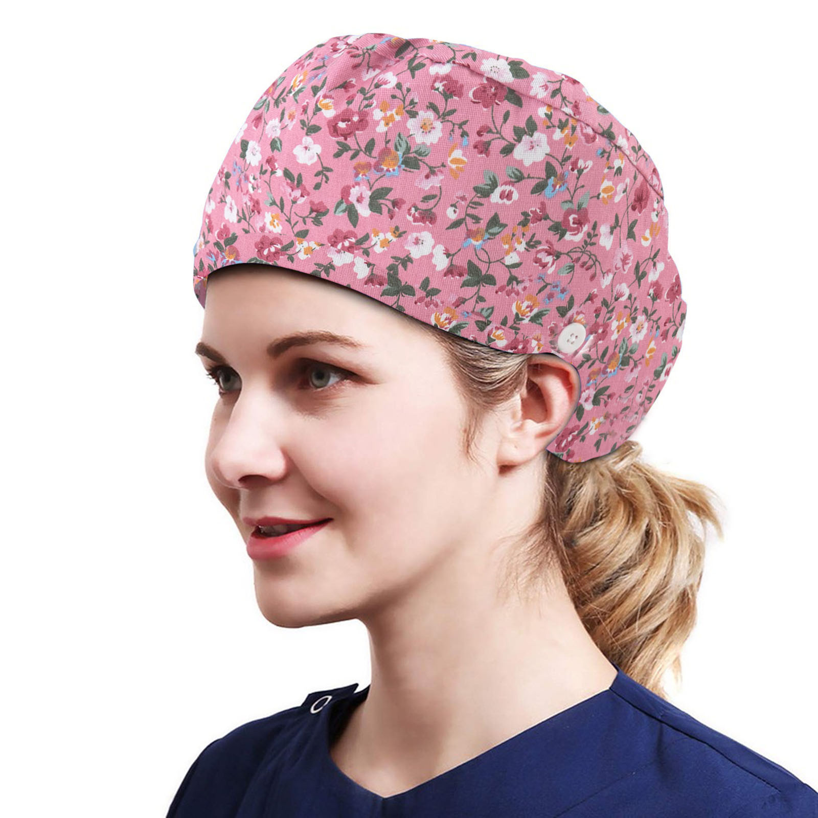 Cartoon Print Medical Scrub Hat Cotton 