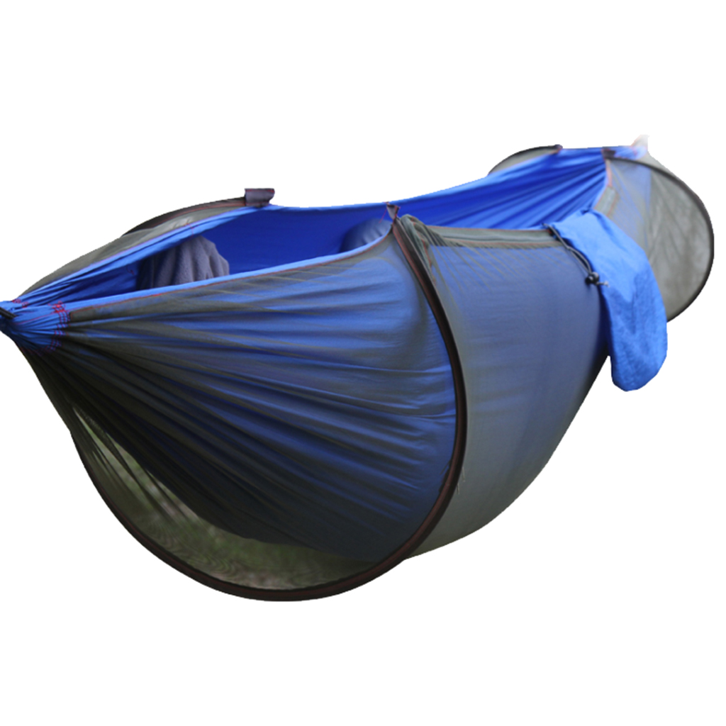 Outdoor Portable Single Camping Hammock with Removable Mosquito Bug Net and Tree