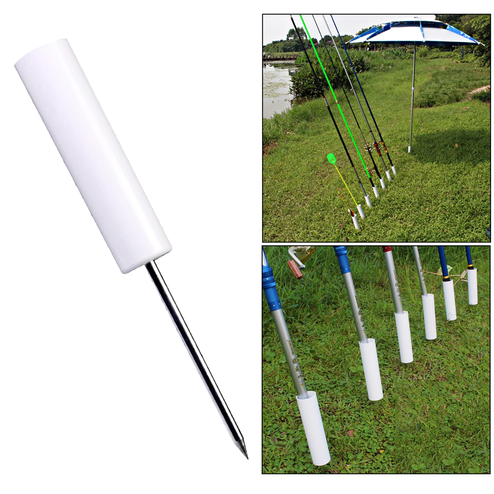 Fishing Rod Pole Holder Insert Ground Support Universal Reinforced PVC Detachable Pole Stand for Bank Fishing Fishing Supplies