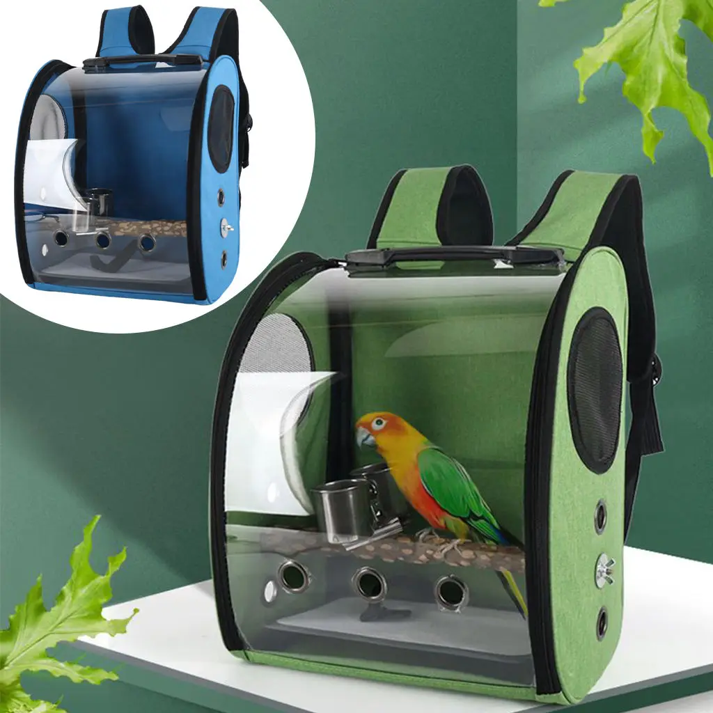 Bird Backpack Travel Parrot Cage Carrier Breathable Transparent Pet Knapsack