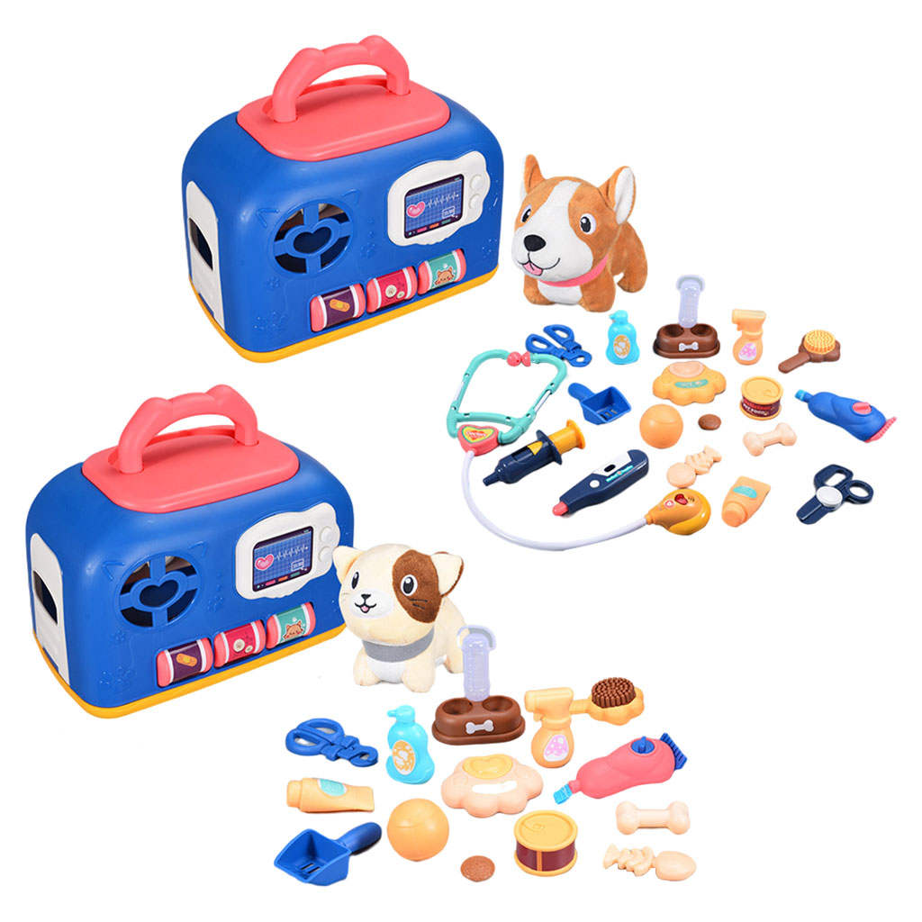 Portable Pet Care Playset Educational Toys Grooming Feeding for Kids Children 3 4 5 6