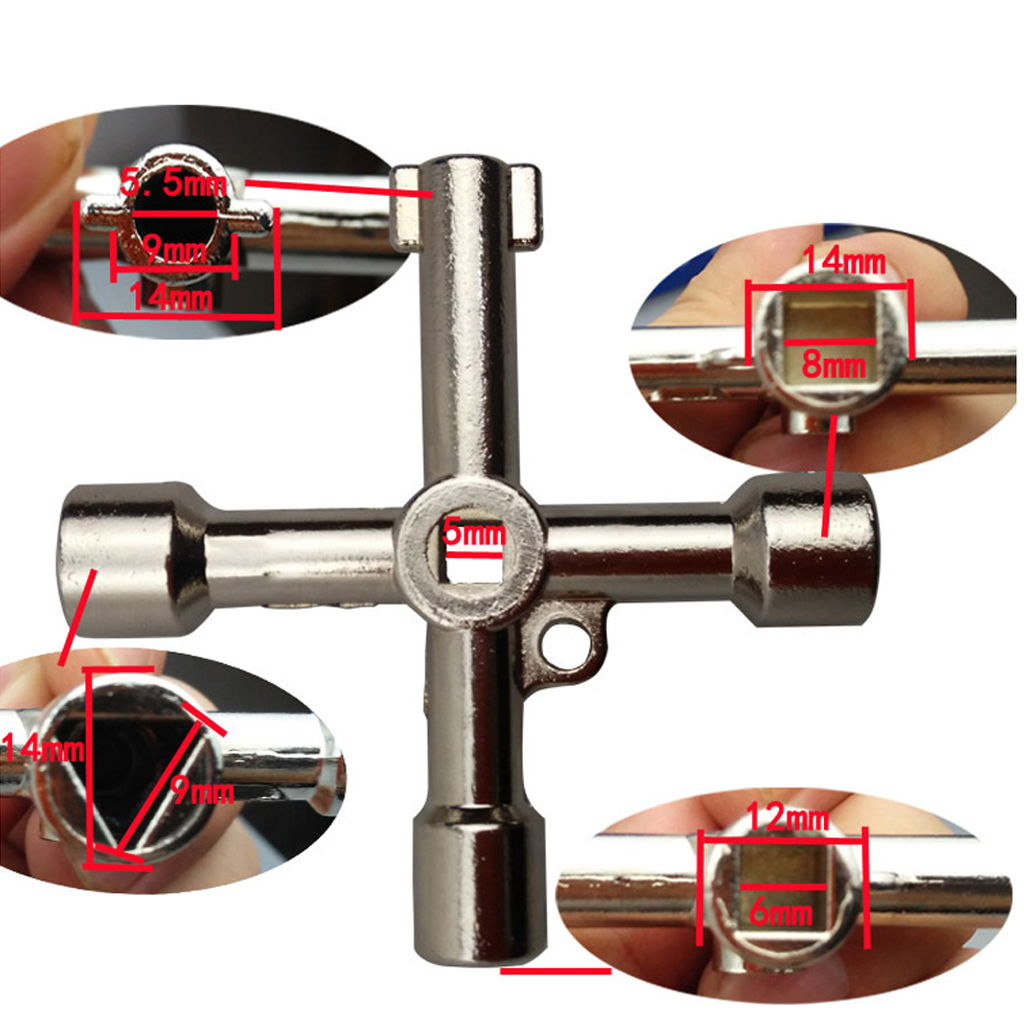 4-Way Multi-Functional Utilities Key Wrench Spanner for Electric Water Gas Meter